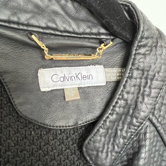 Calvin Klein Black Vegan Leather Jacket Textured Size XS - Picture 8 of 8
